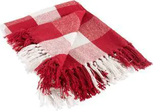 DII Red & White Buffalo Check Throw