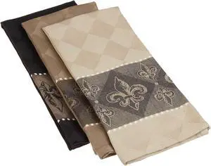 DII Assorted Fleur De Lis Jacquard Dishtowels (Set of 3)