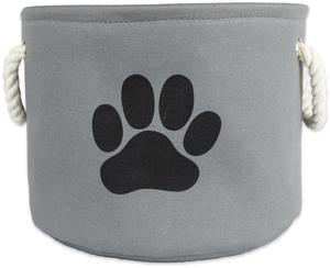 DII Polyester Pet Bin Paw Gray Round Small