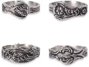 DII Assorted Silver Spoon Napkin Ring (Set of 4)