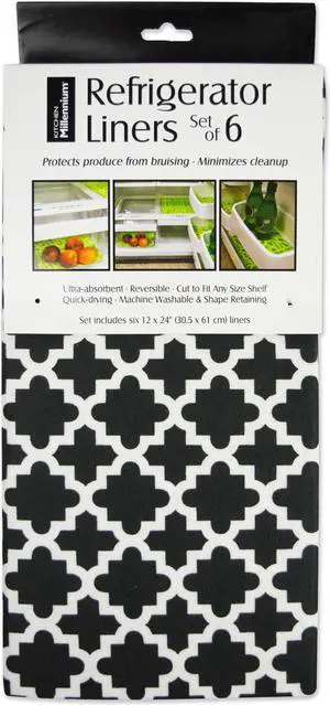 DII Black Lattice Fridge Liner (Set of 6)