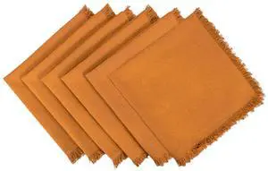DII Solid Pumpkin Spice Heavyweight Fringed Napkin (Set of 6)