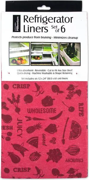 DII Red Veggies Fridge Liner (Set of 6)