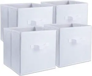 DII Nonwoven Polypropylene Cube Solid White Square  (Set of 4)
