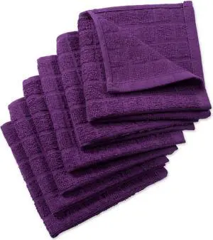 DII Solid Eggplant Windowpane Terry Dishcloth (Set of 6)