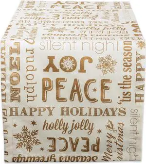 DII Gold Christmas Collage Table Runner