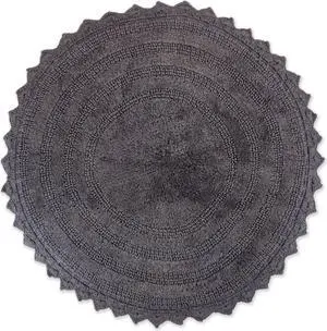 DII Gray Round Crochet Bath Mat