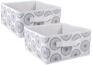 DII Nonwoven Polyester Bin Starburst Gray Square Medium  (Set of 2)