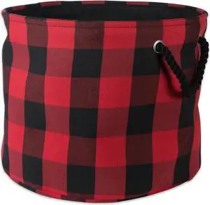 DII Polyester Bin Buffalo Check Red / Black Round Medium
