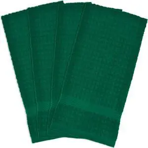 DII Solid Dark Green Waffle Terry Dishtowel (Set of 4)