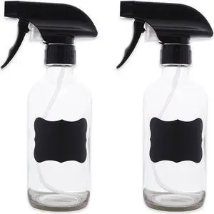 DII 8oz Clear Glass Spray Bottle (Set of 2) With Labels