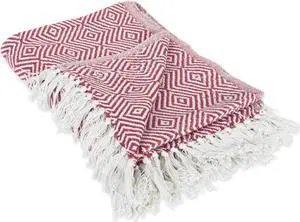 DII Barn Red X-Diamond Geometric Throw