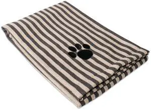 DII Brown Stripe Embroidered Paw Pet Towel