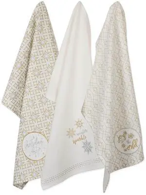 DII Assorted Winter Sparkle Embellished Dishtowel (Set of 3)