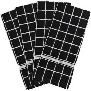 DII Black Solid Windowpane Terry Dishtowel (Set of 4)