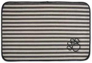 DII Brown Striped  Embroidered Paw Pet Mat