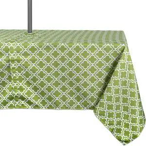 DII Green Lattice Outdoor Tablecloth With Zipper