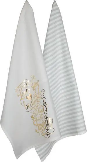 DII Love Story Printed Dishtowel (Set of 2)