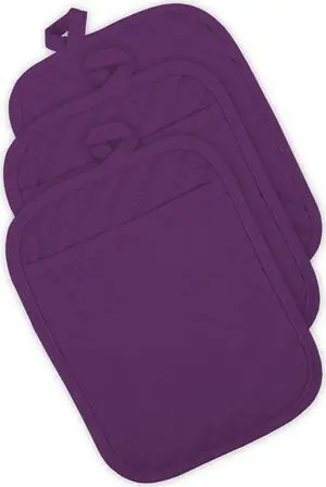 DII Eggplant Quilted Potholder (Set of 3)