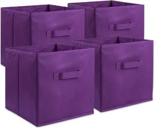 DII Nonwoven Polypropylene Cube Solid Eggplant Square  (Set of 4)