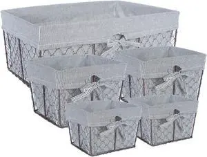 DII Chicken Wire Basket (Set of 5) Ticking