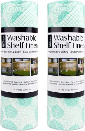 DII Aqua Dahlia Shelf Liner (Set of 2)