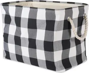DII Polyester Bin Buffalo Check White / Black Rectangle Medium