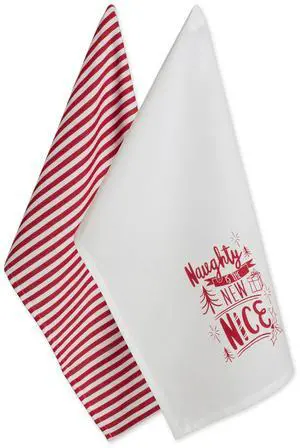 DII Assorted Naughty Nice Holiday Printed Dishtowel (Set of 2)