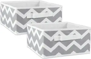 DII Nonwoven Polyester Bin Chevron Gray Square Medium  (Set of 2)