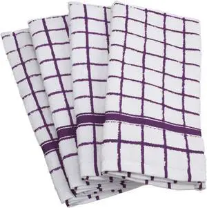DII Eggplant Windowpane Terry Dishtowel (Set of 4)