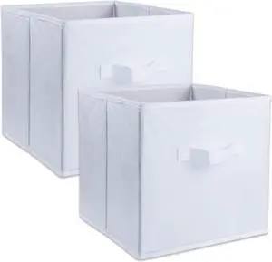 DII Nonwoven Polypropylene Cube Solid White Square  (Set of 2)