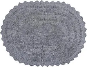 DII Gray Small Oval Crochet Bath Mat