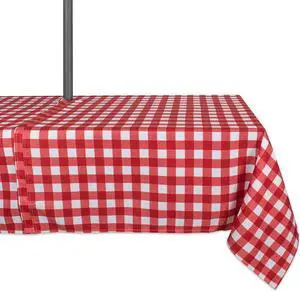 DII Red Check Outdoor Tablecloth With Zipper