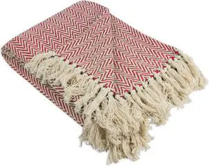 DII Tango Red Chevron Handloom Throw