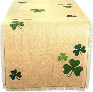 DII Shamrock Printed Jute Table Runner