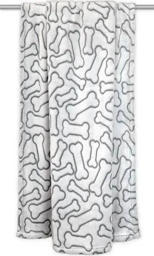 DII Gray Embossed Bone Print Pet Blanket