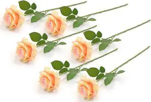 DII Flower Open Rose Yellow (Set of 6)