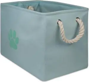 DII Polyester Pet Bin Paw Aqua Rectangle Medium