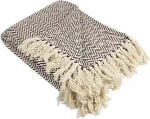 DII Dark Brown Handloom Chevron Throw