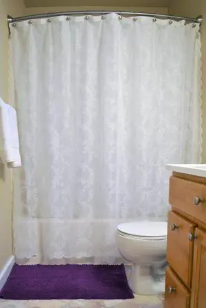 DII White Flower Blossom Lace Shower Curtain