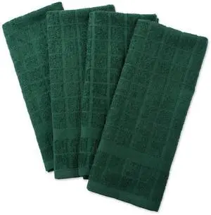 DII Solid Dark Green Windowpane Terry Dishtowel (Set of 4)