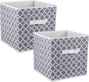 DII Nonwoven Polyester Cube Lattice Gray Square  (Set of 2)