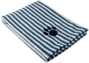 DII Navy Stripe Embroidered Paw Pet Towel