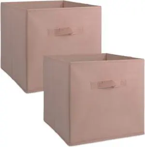 DII Nonwoven Polypropylene Cube Solid Millennial Pink Square  (Set of 2)