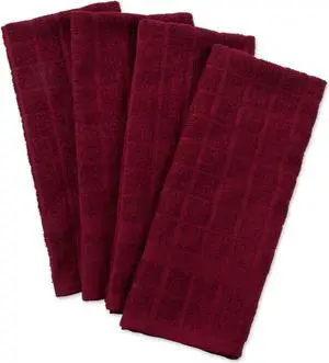 DII Solid Wine Windowpane Terry Dishtowel (Set of 4)