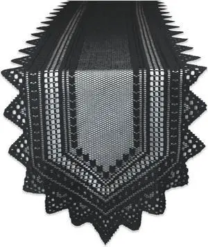 DII Black Nordic Lace Table Runner
