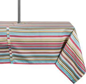 DII Summer Stripe Outdoor Tablecloth With Zipper