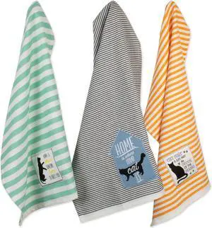DII Assorted Cats Meow Embellished Dishtowel (Set of 3)