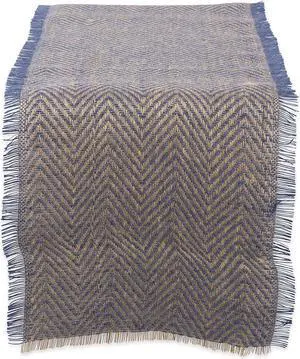 DII French Blue  Chevron Burlap Table Runner