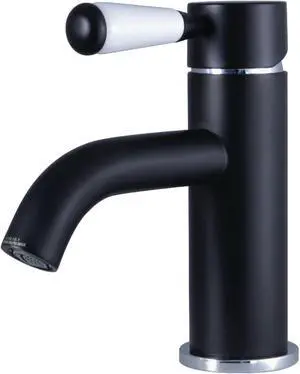 Fauceture LS8227DPL Modern Paris Single-Handle Bathroom Faucet with Deck Plate & Drain - Matte Black & Polished Chrome